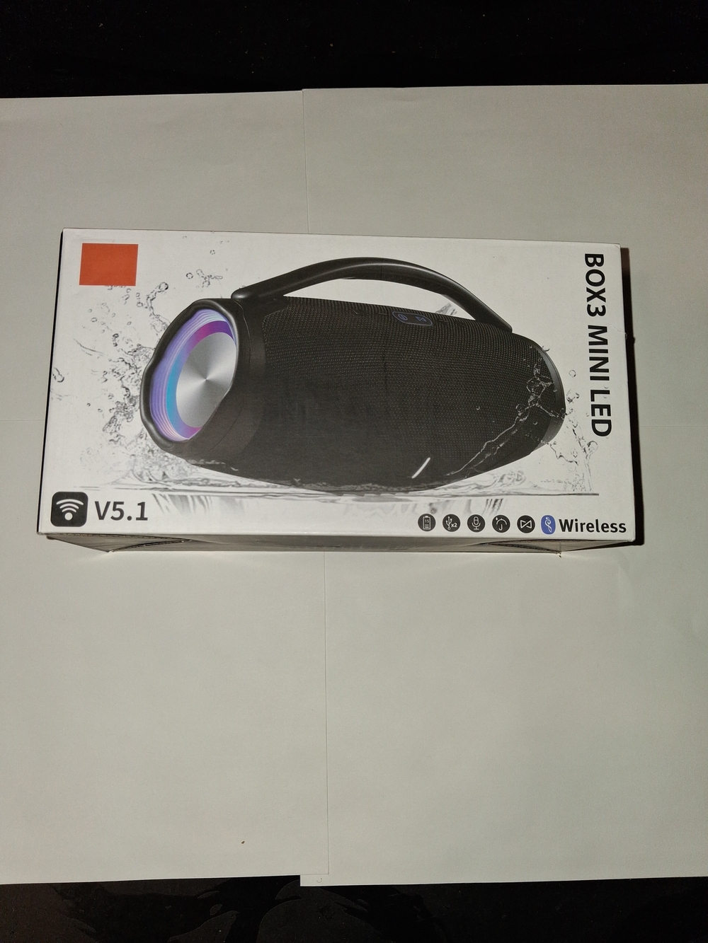 BOX3 Mini LED Wireless Speaker - Black with RGB Light